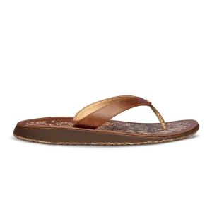 Olukai Paniolo Women's Natural Embossed Leather Beach Sandal