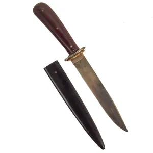 Original German WWII Bakelite Handle Trench Fighting Knife by PUMA-Werk with Boot Scabbard