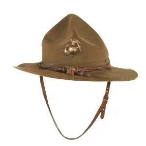 Original U.S. Pre-WWII U.S.M.C. 1920s-1930s Officer’s M-1912 Campaign Hat with Cord & EGA - Original Chinstrap