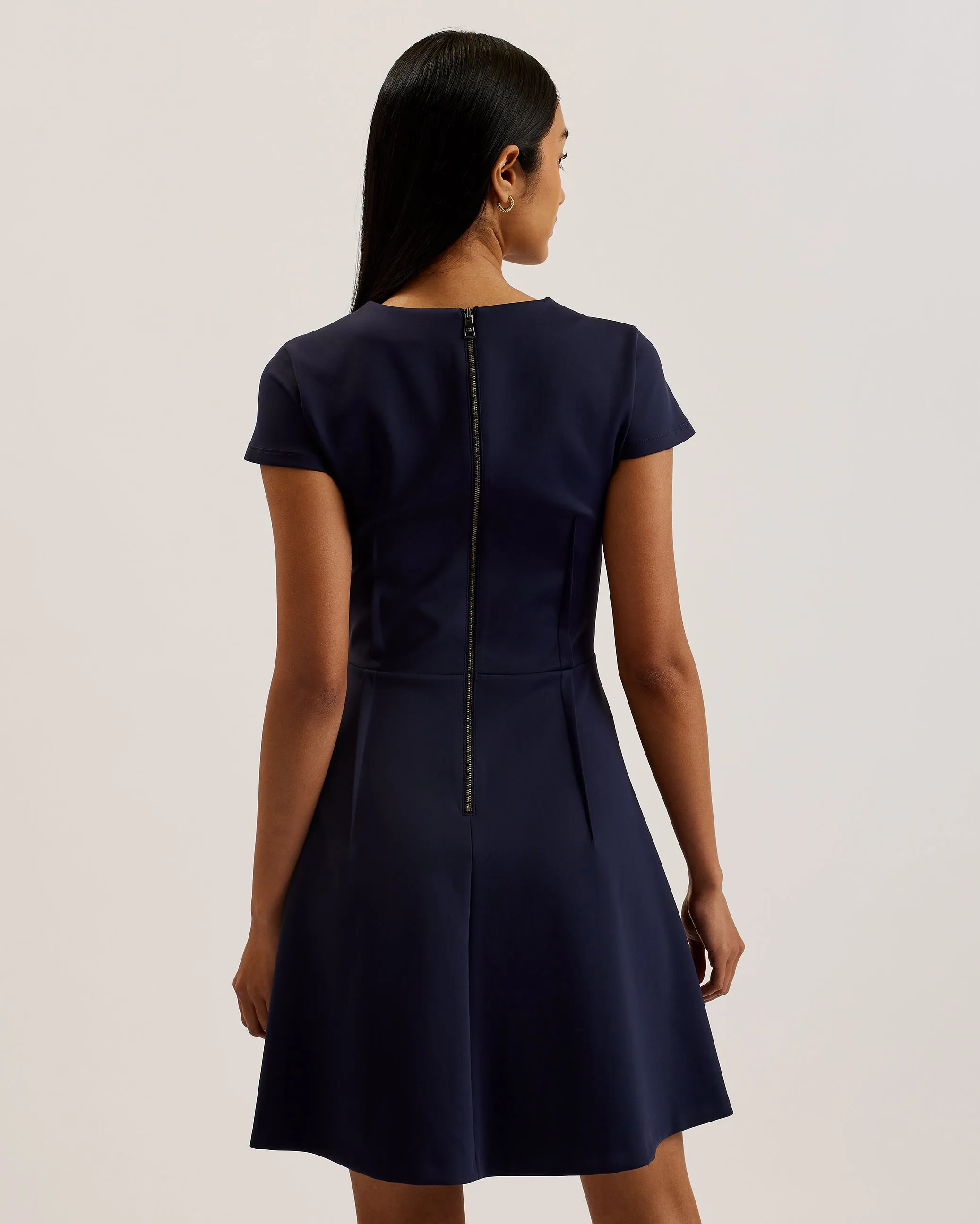 Percell Neoprene Skater Dress Navy