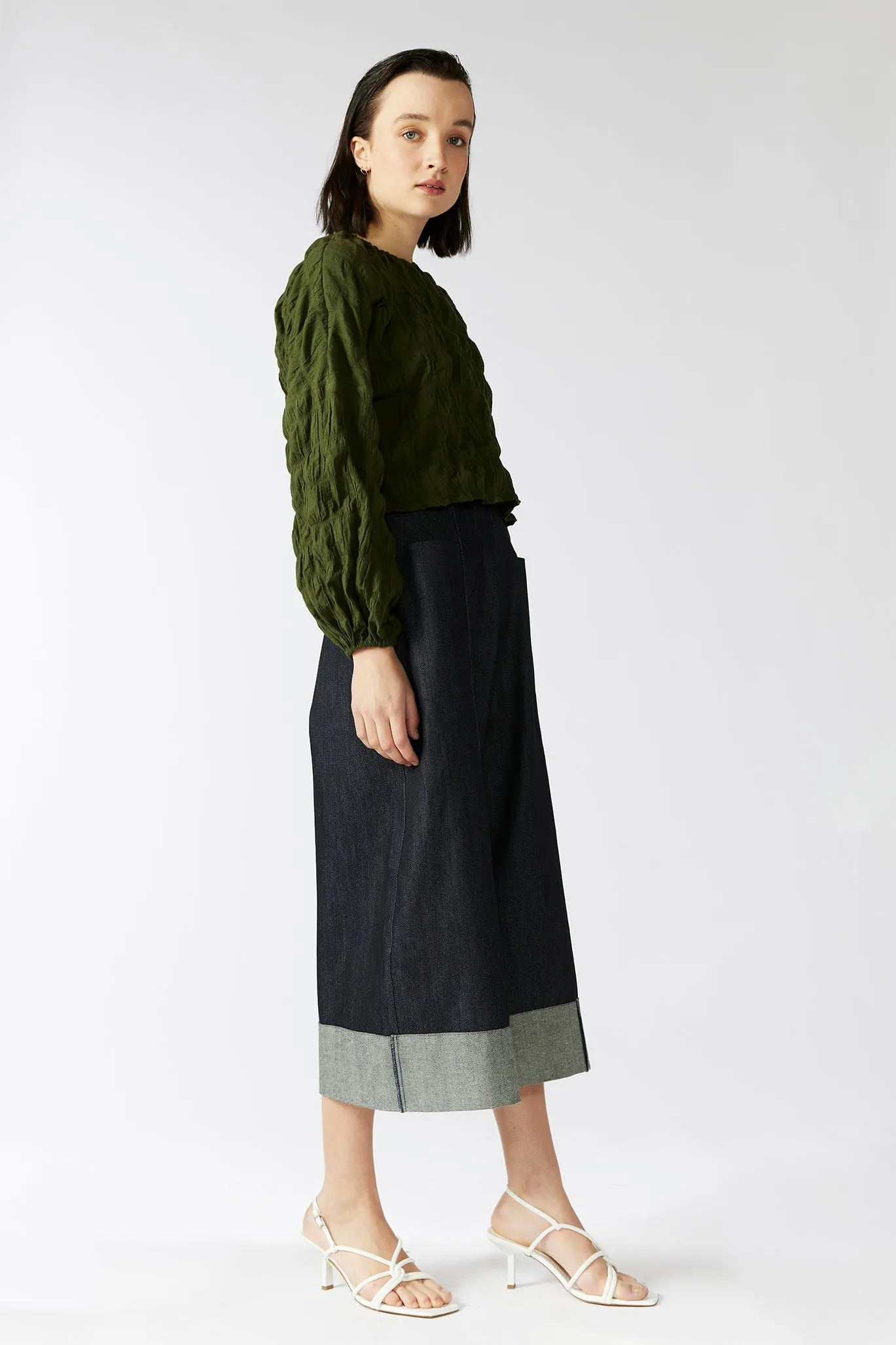 PHILODENDRON TOP [ Green Cotton, Long Sleeves ]