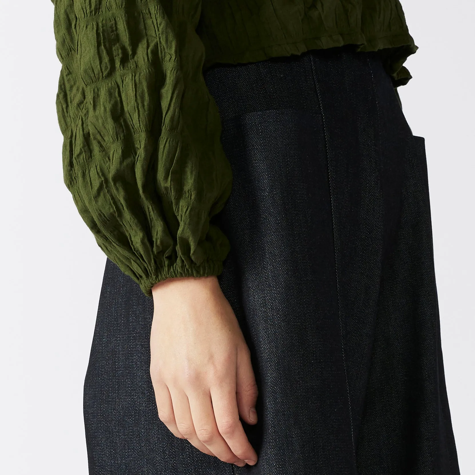 PHILODENDRON TOP [ Green Cotton, Long Sleeves ]