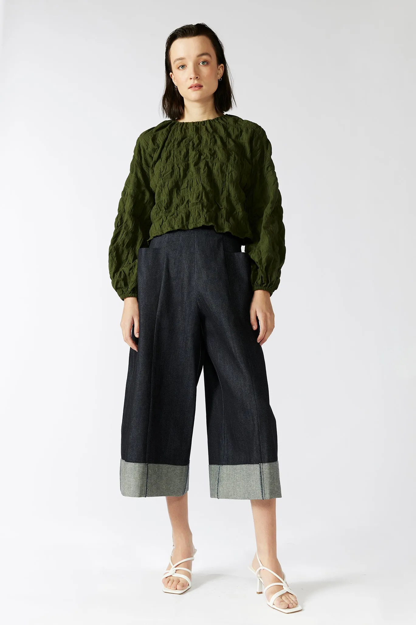 PHILODENDRON TOP [ Green Cotton, Long Sleeves ]