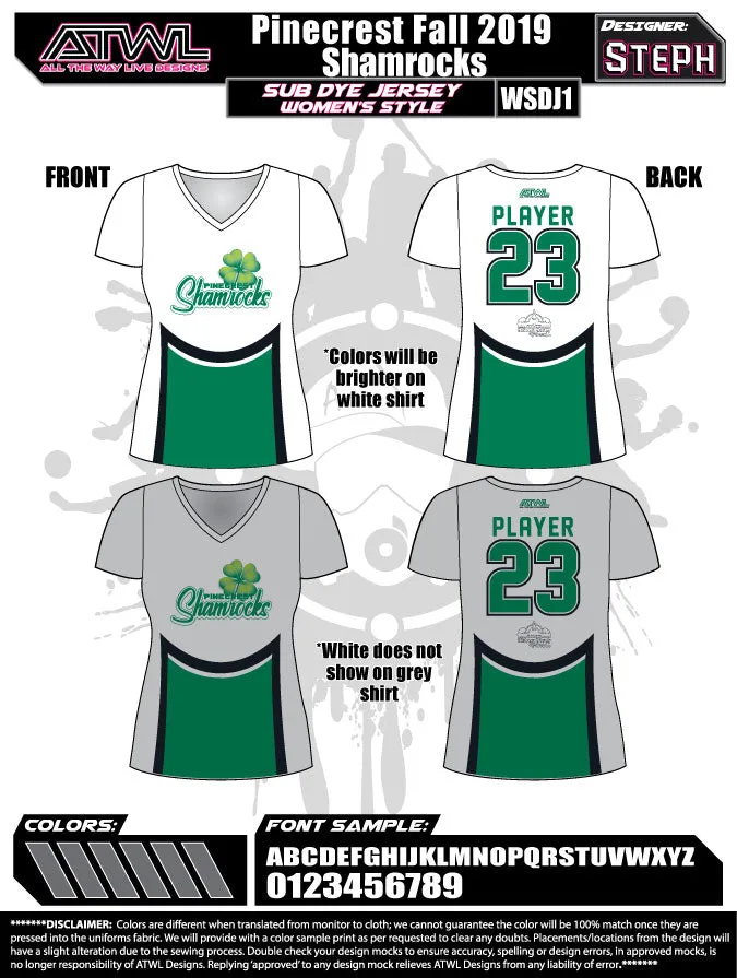 Pinecrest Fall League Women's Sub Dye Jersey