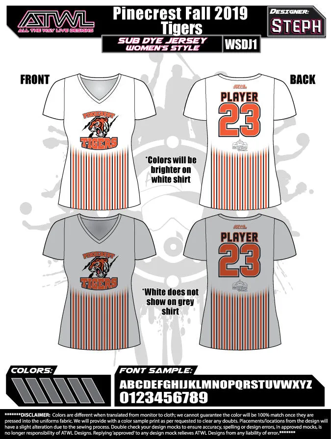 Pinecrest Fall League Women's Sub Dye Jersey