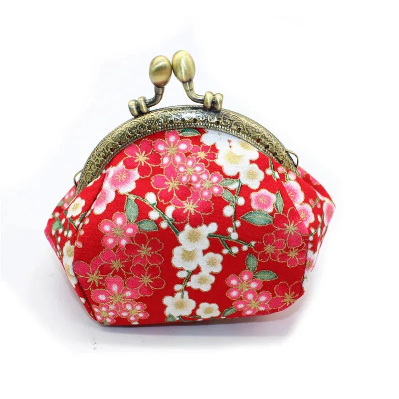 Porte monnaie à motifs floraux de style Japonais (3 Coloris)