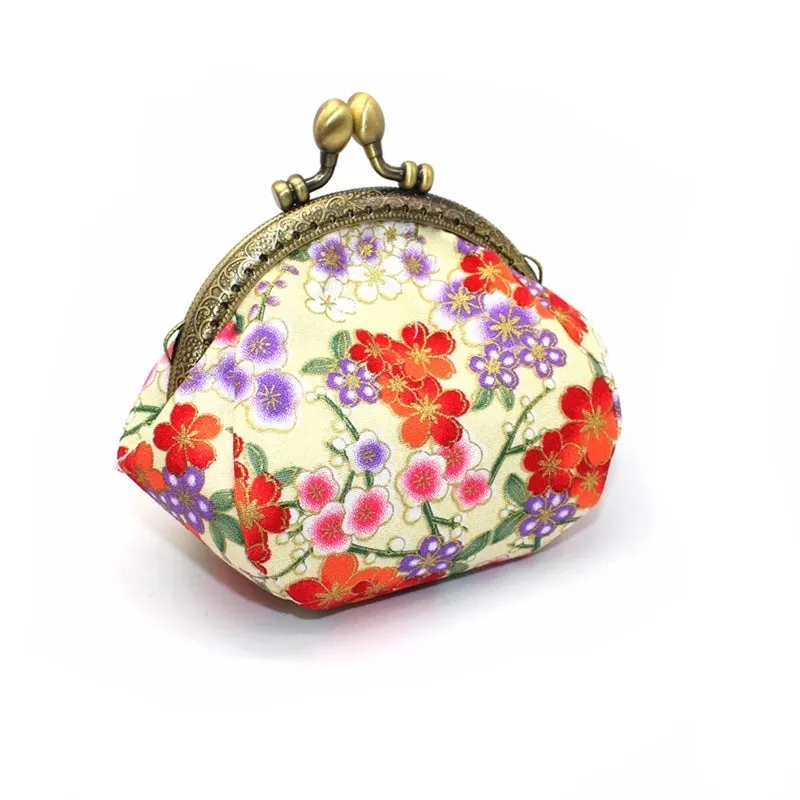 Porte monnaie à motifs floraux de style Japonais (3 Coloris)