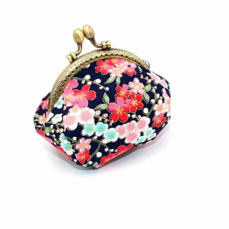 Porte monnaie à motifs floraux de style Japonais (3 Coloris)