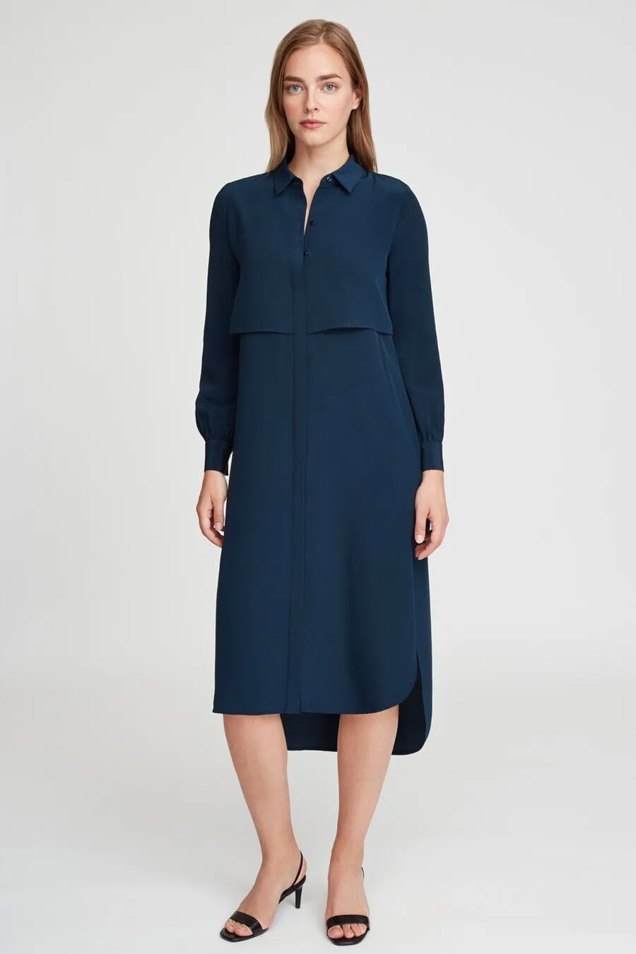 Silk High-Low Shirt Dress