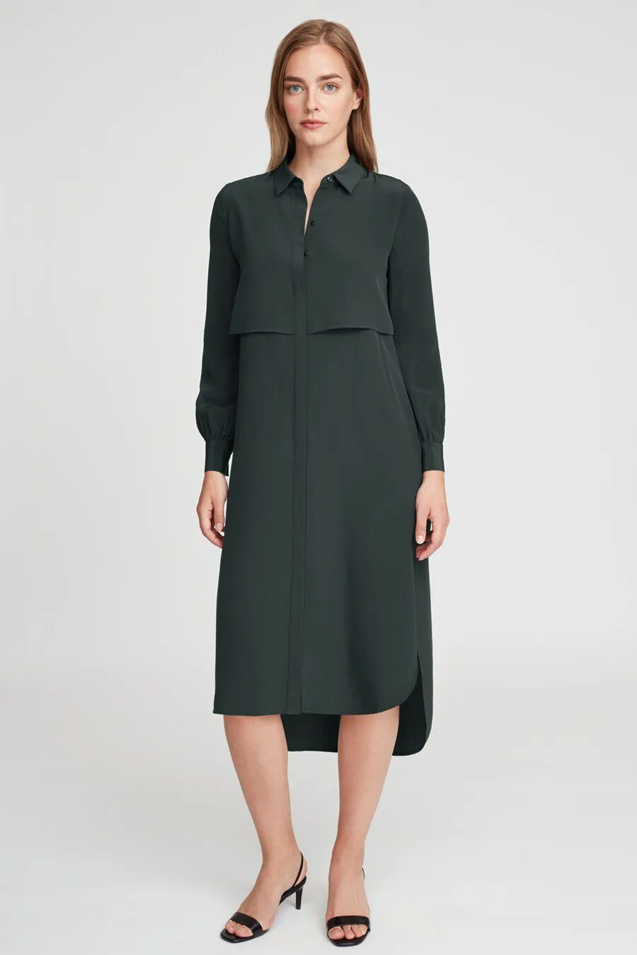 Silk High-Low Shirt Dress