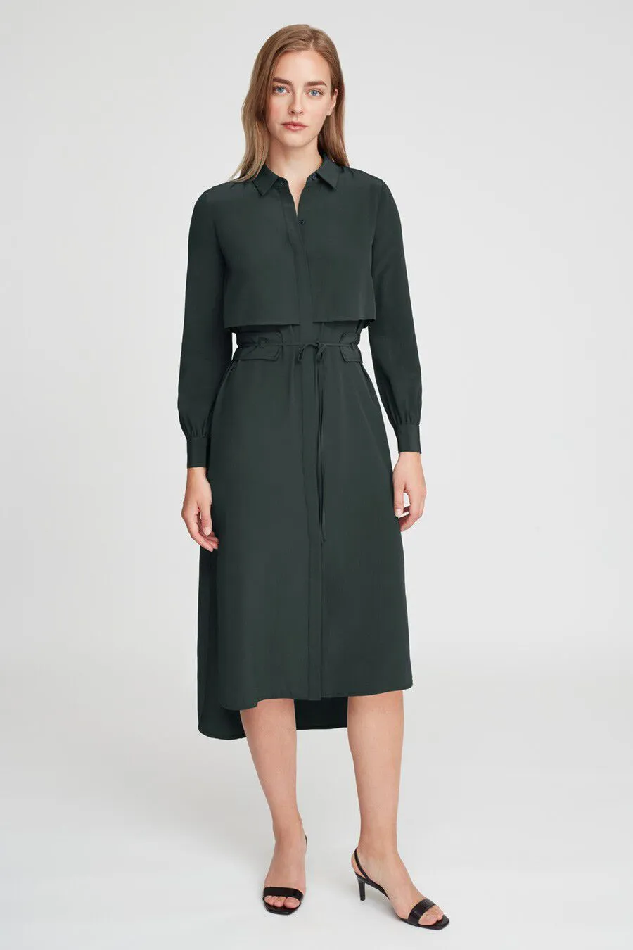 Silk High-Low Shirt Dress