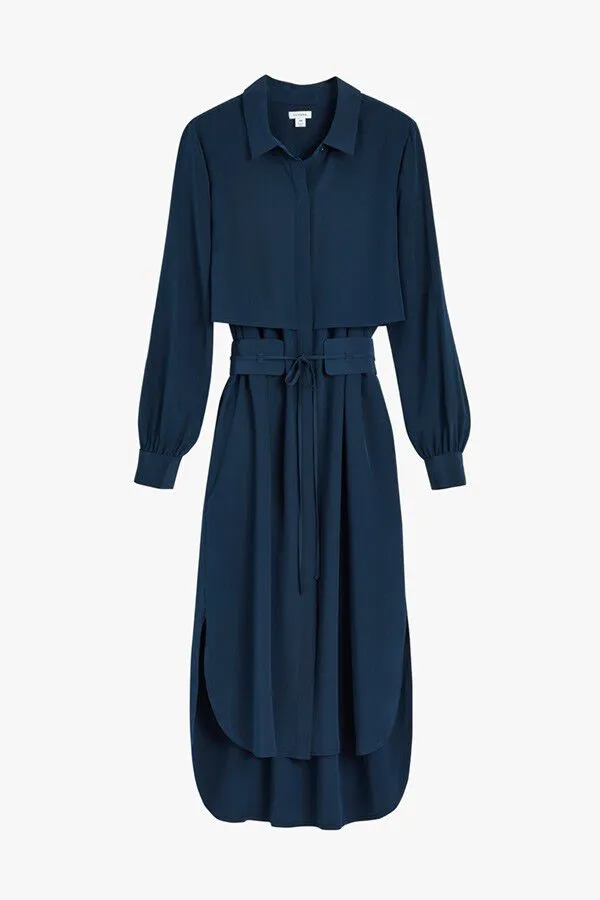 Silk High-Low Shirt Dress