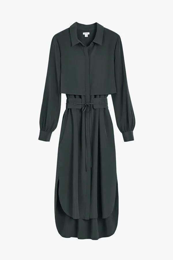 Silk High-Low Shirt Dress