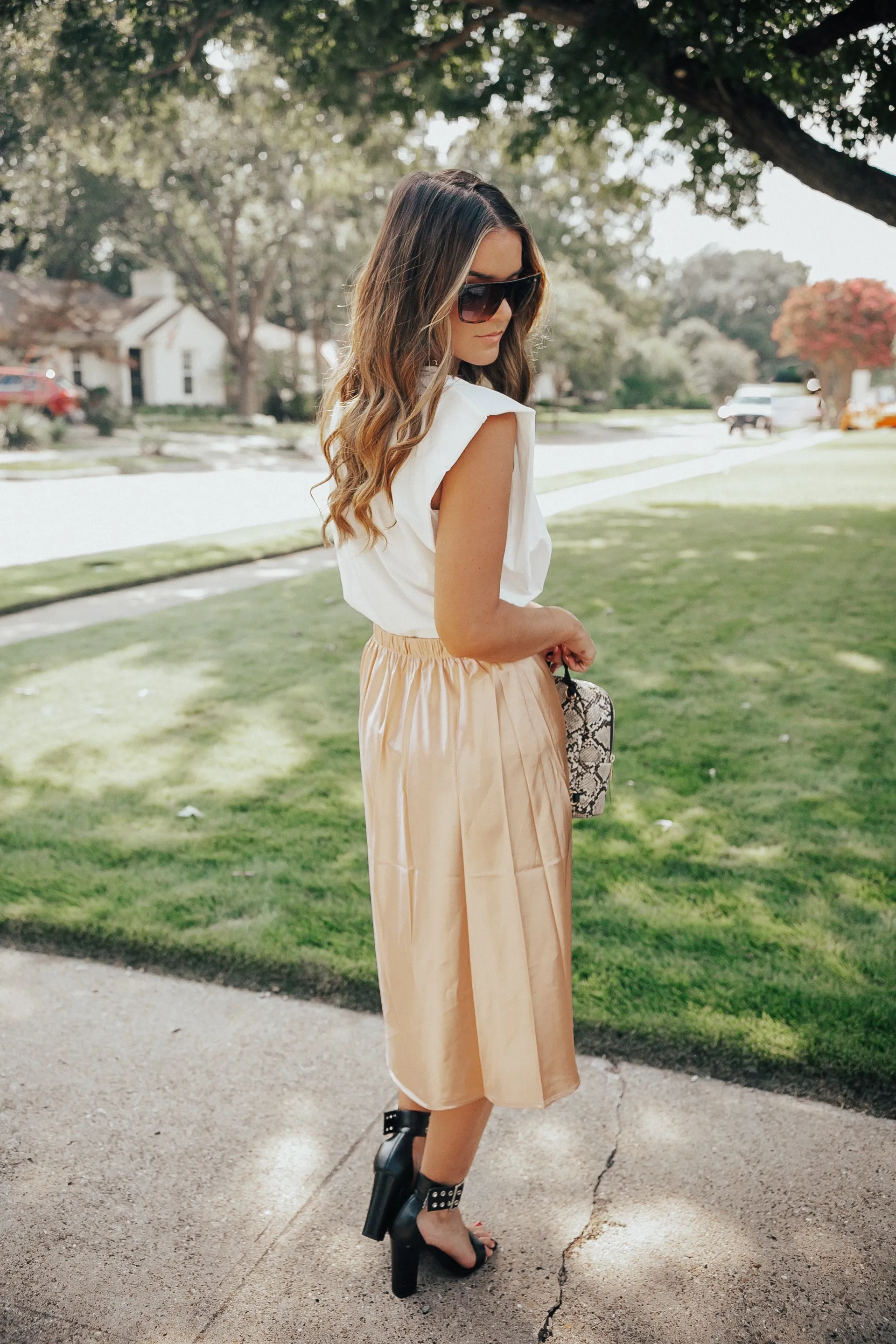 Willow Satin Midi Skirt (GOLD)